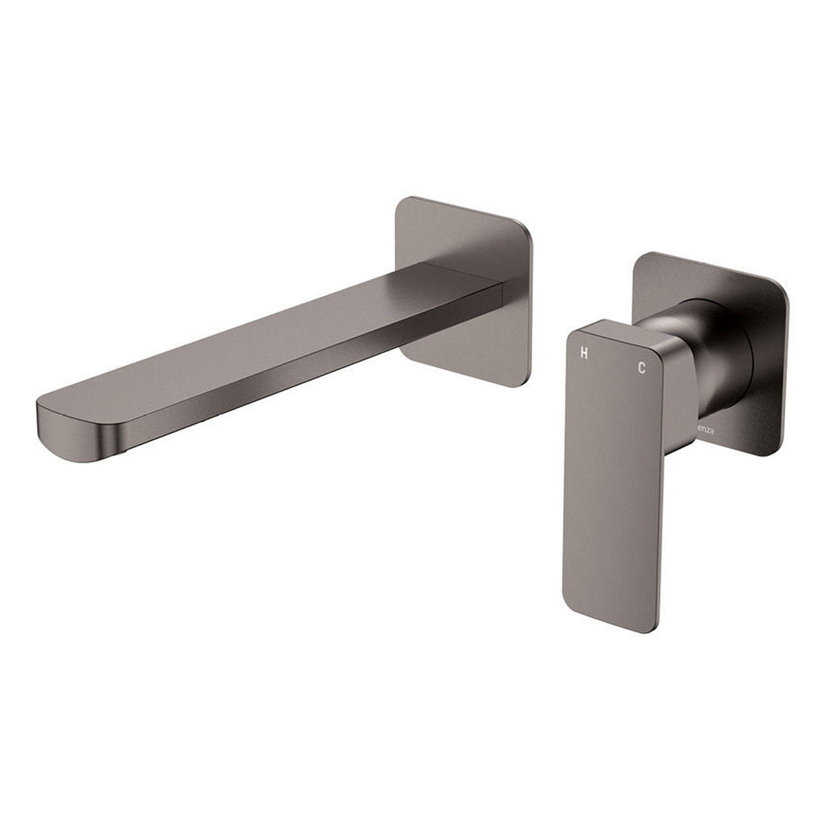 Fienza TONO Basin/Bath Wall Mixer Dress Kit, Small Square Plates, 200mm, Gun Metal