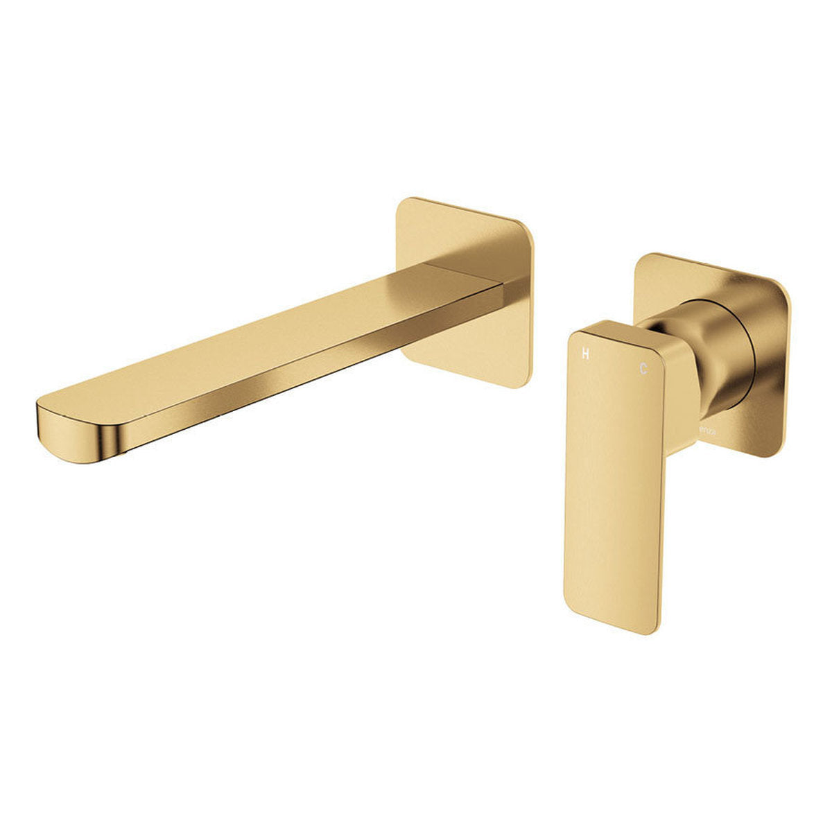 Fienza Tono Basin/Bath Wall Mixer Dress Kit, Small Square Plates, 200mm, Urban Brass