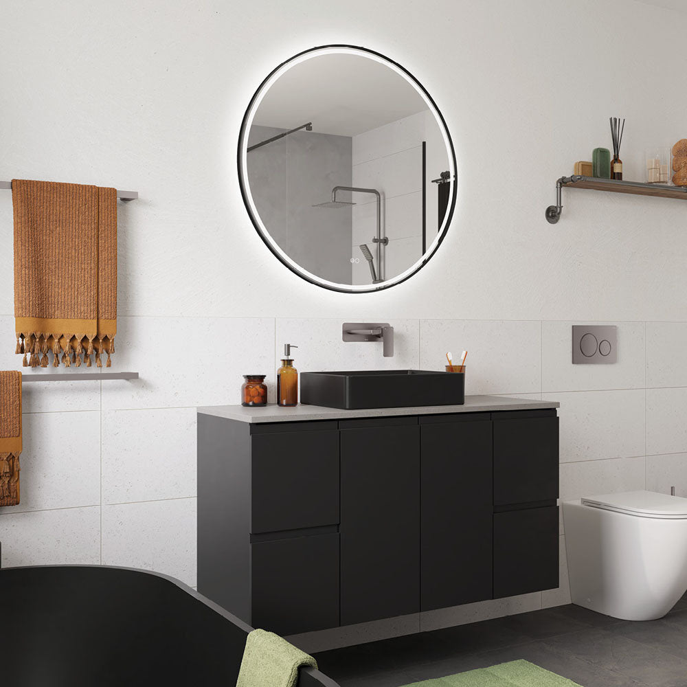 Fienza Tono Basin/Bath Wall Mixer Set, Rectangular Plate, 200mm Outlet, Gun Metal