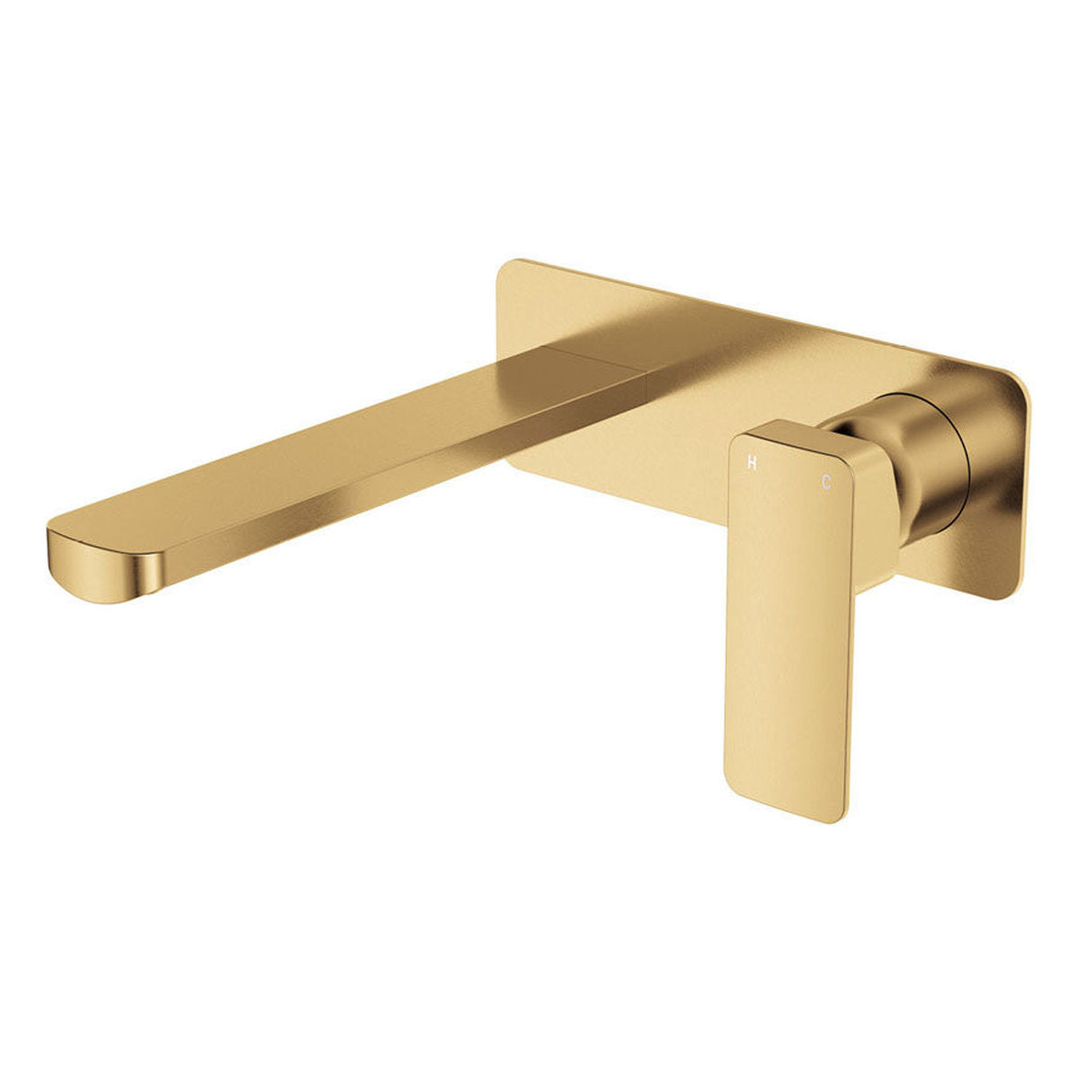 Fienza Tono Wall Basin/Bath Mixer Set Dress Kit, Urban Brass, Rectangular Plate, 200mm Outlet