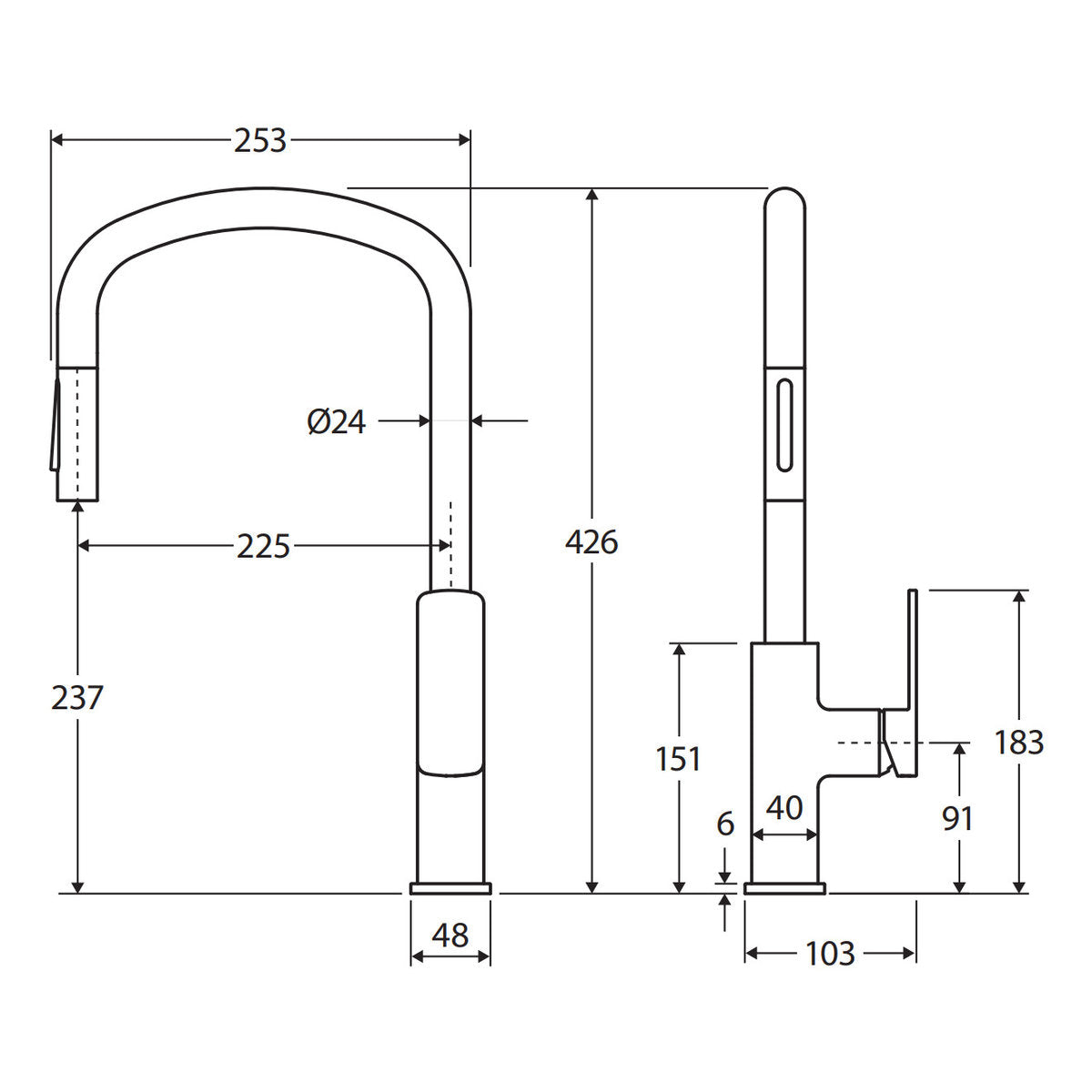 Fienza Tono Pull Out Sink Mixer, Urban Brass