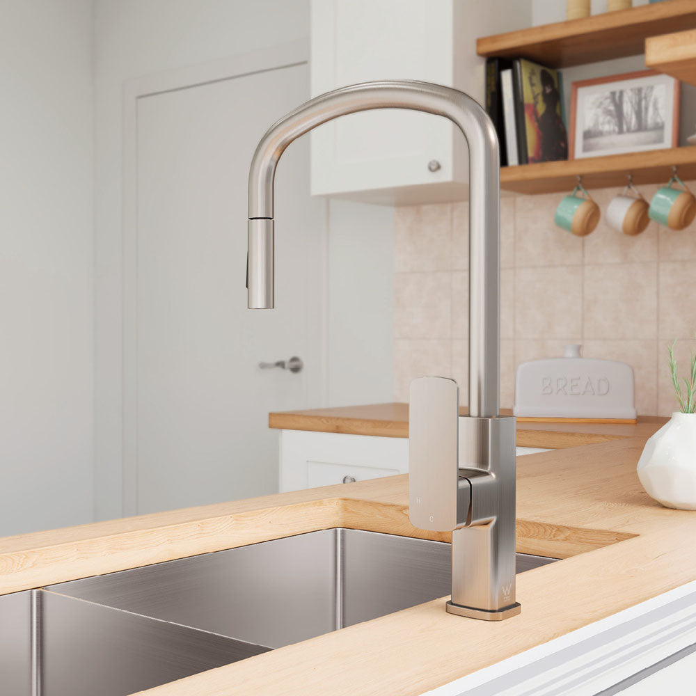 Fienza Tono Pull Out Sink Mixer, Brushed Nickel