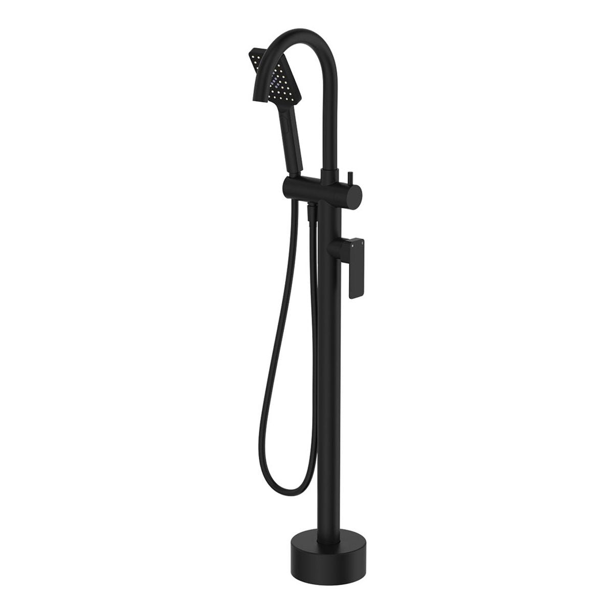Tono Floor Mounted Bath Mixer With Hand Shower, Matte Black