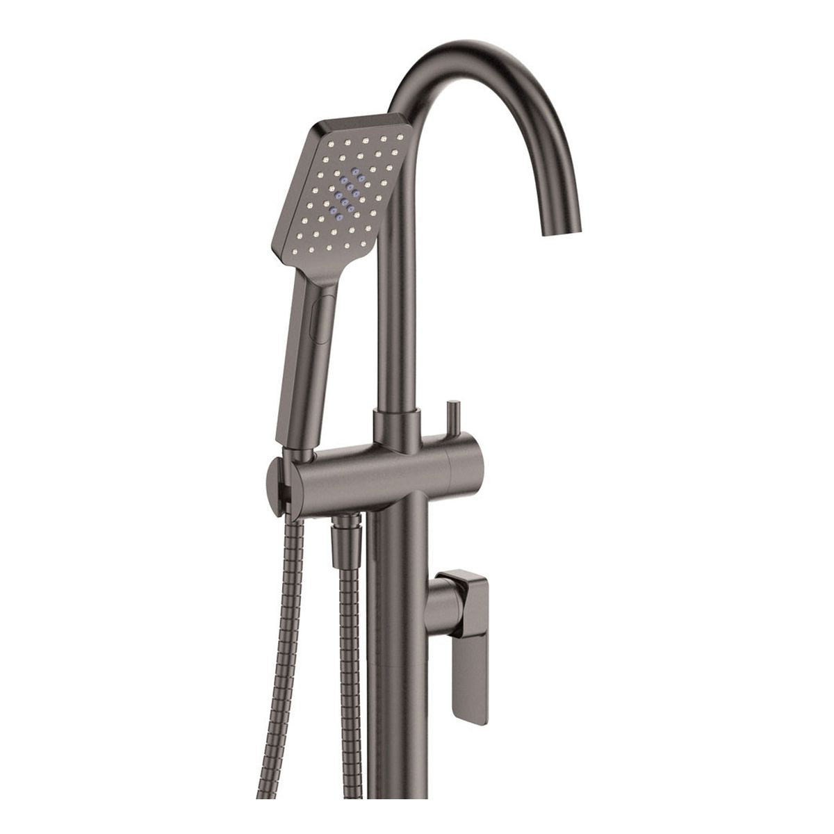 Tono Floor Mounted Bath Mixer With Hand Shower, Gun Metal