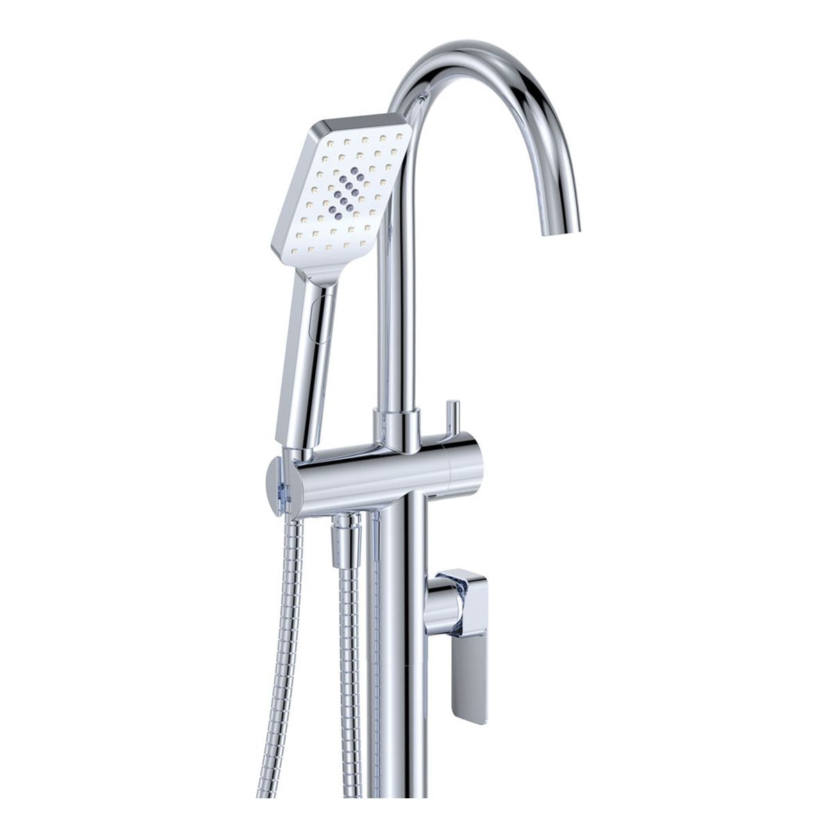 Tono Floor Mounted Bath Mixer With Hand Shower, Chrome