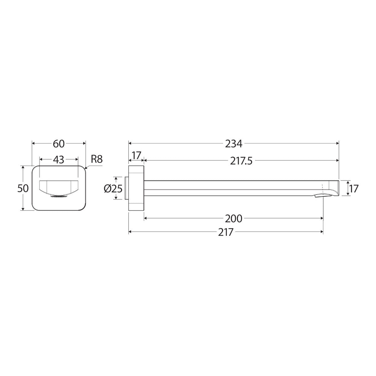 Fienza Tono 220 mm Basin/Bath Outlet, Brushed Nickel