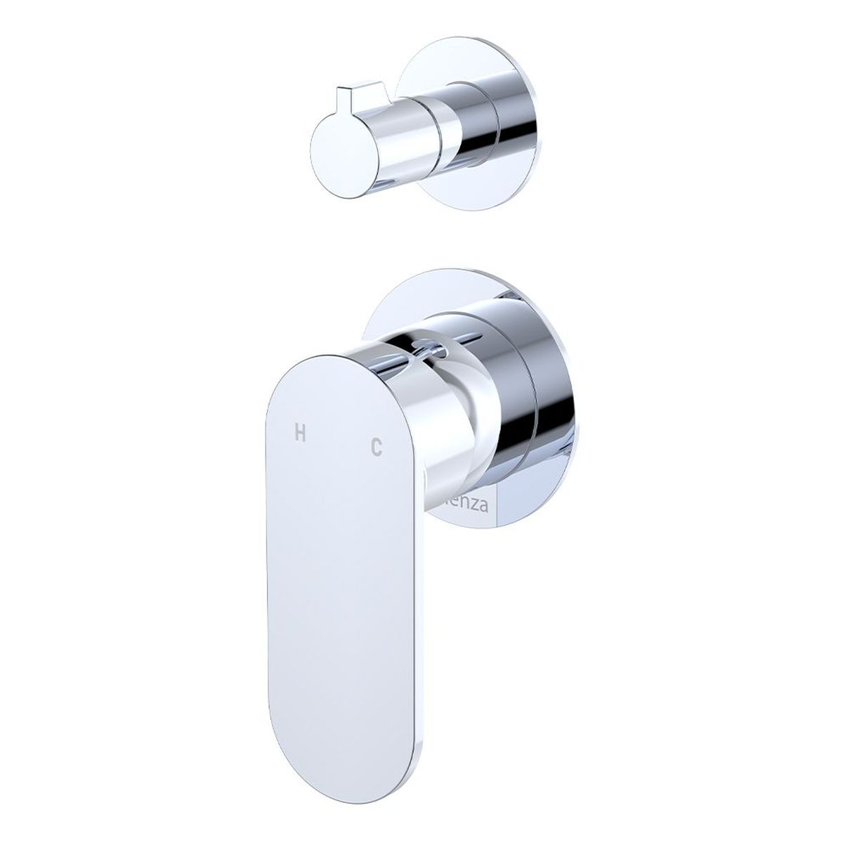 Empire Slim Wall Diverter Mixer, Small Round Plates, Vertical, Chrome