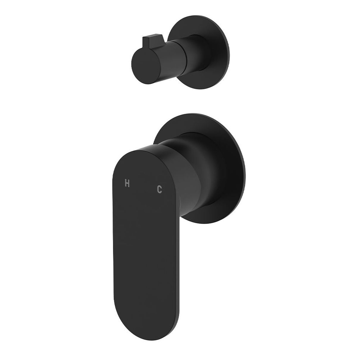 Empire Slim Wall Diverter Mixer, Small Round Plates, Vertical, Matte Black