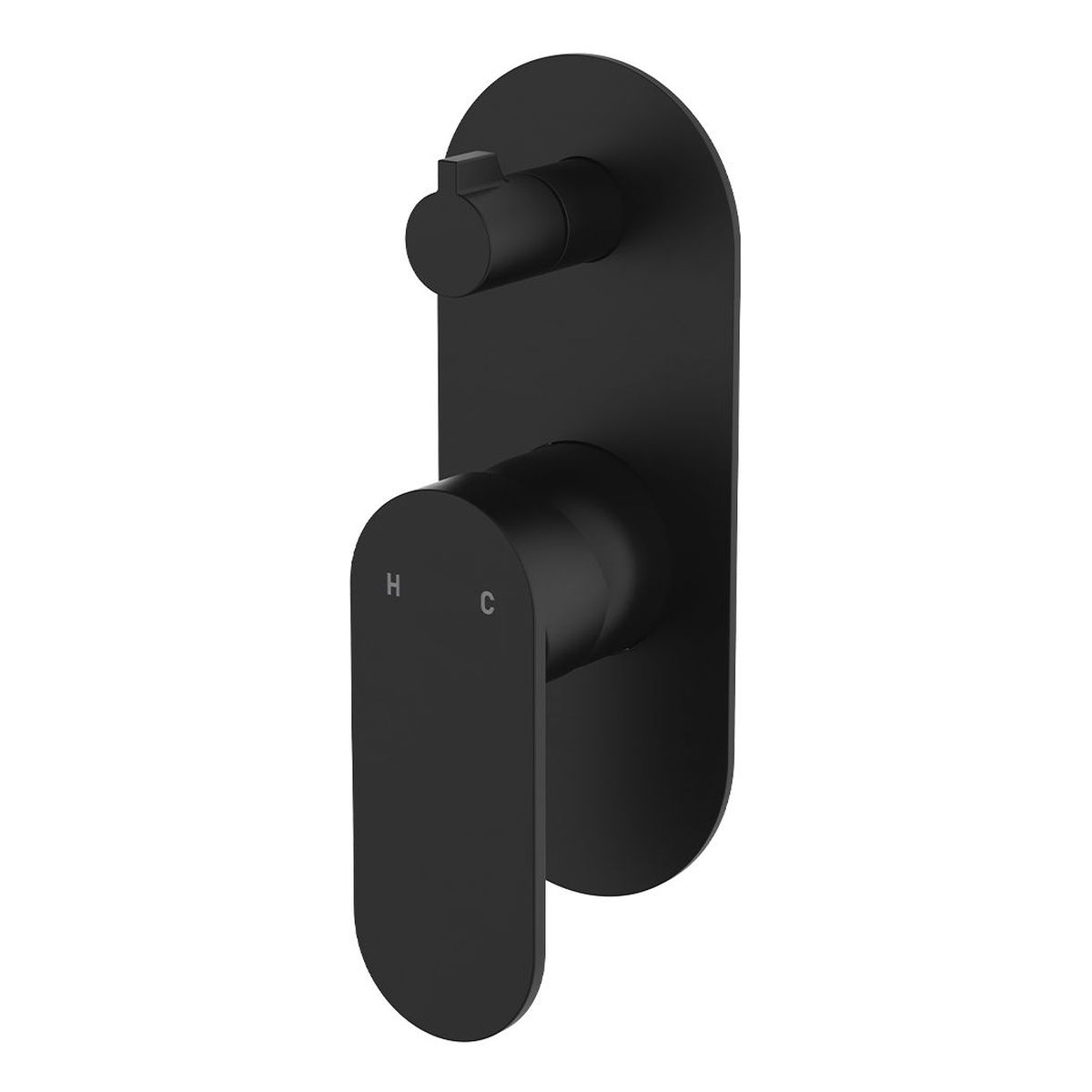 Empire Slim Wall Diverter Mixer, Large Oval Plate, Vertical, Matte Black
