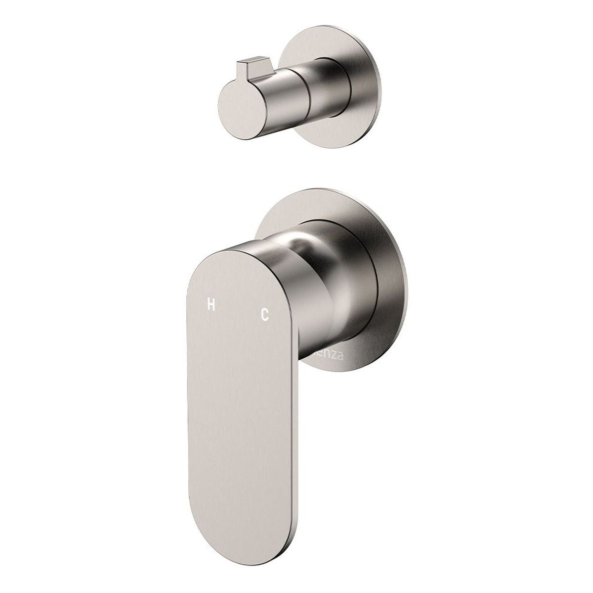 Empire Slim Wall Diverter Mixer, Small Round Plates, Vertical, Brushed Nickel