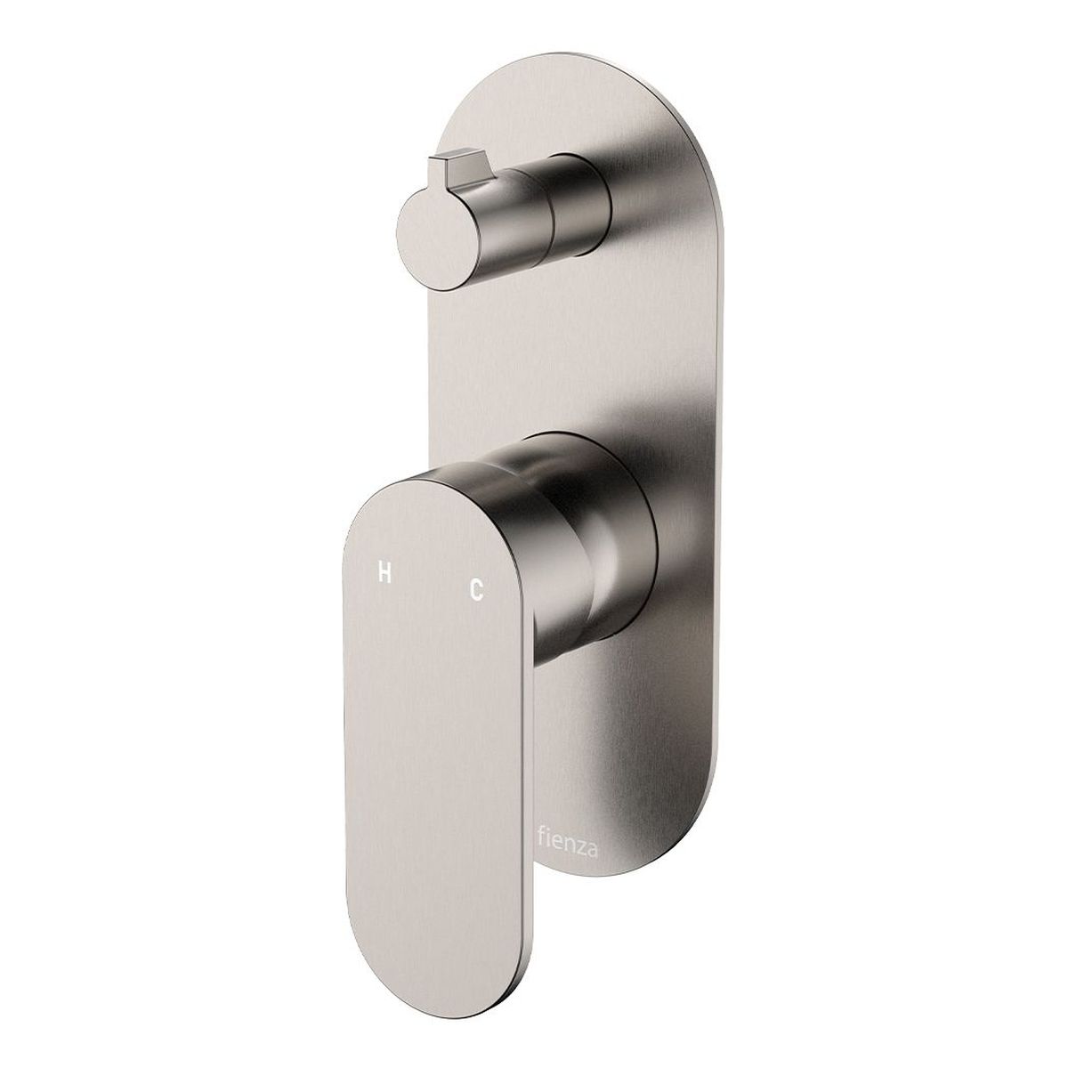 Fienza Empire Slim Wall Diverter Mixer Large Oval Plate Vertical Dress Kit, Brushed Nickel, Lead Free