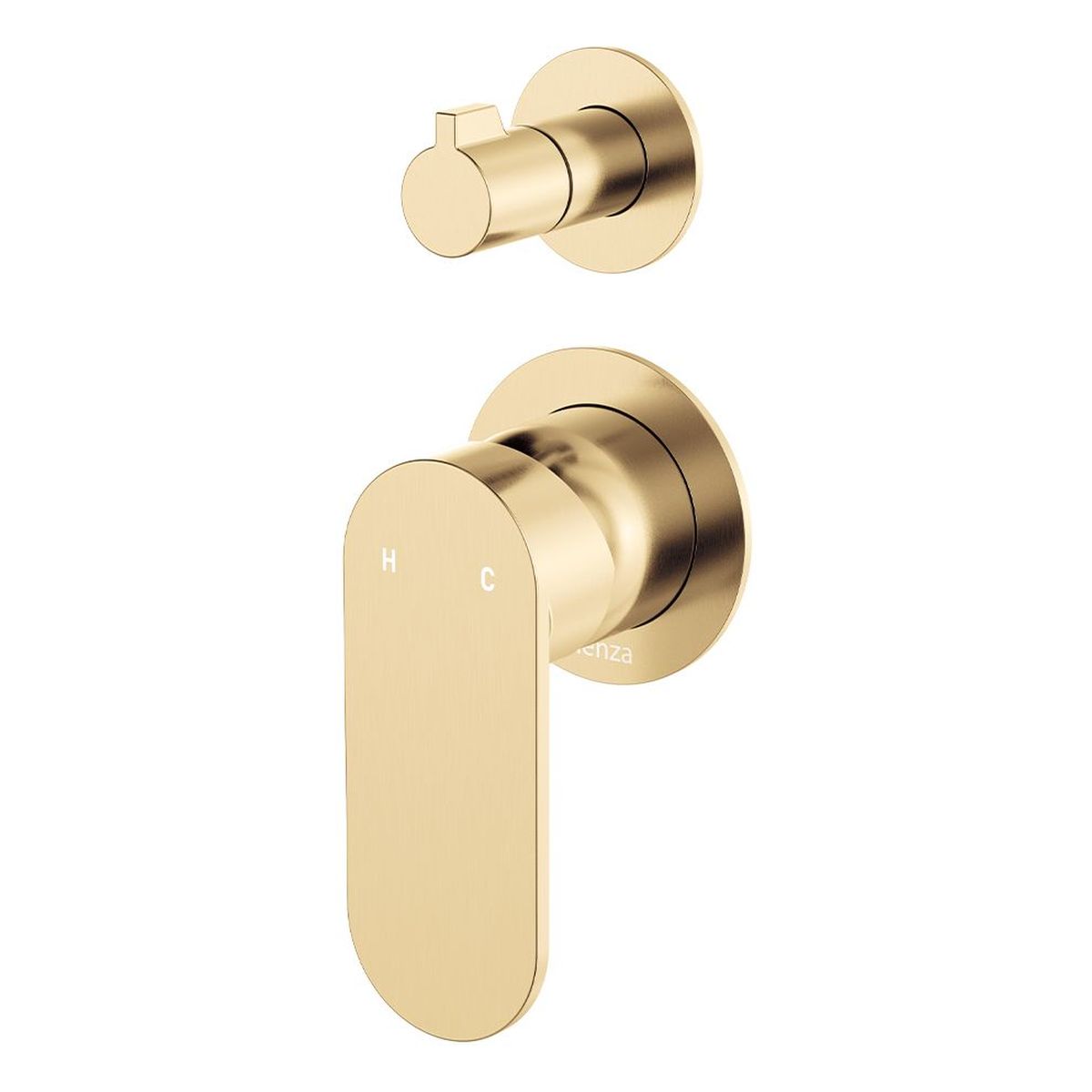 Fienza Empire Slim Wall Diverter Mixer Small Round Plates Vertical Dress Kit, Urban Brass, Lead Free