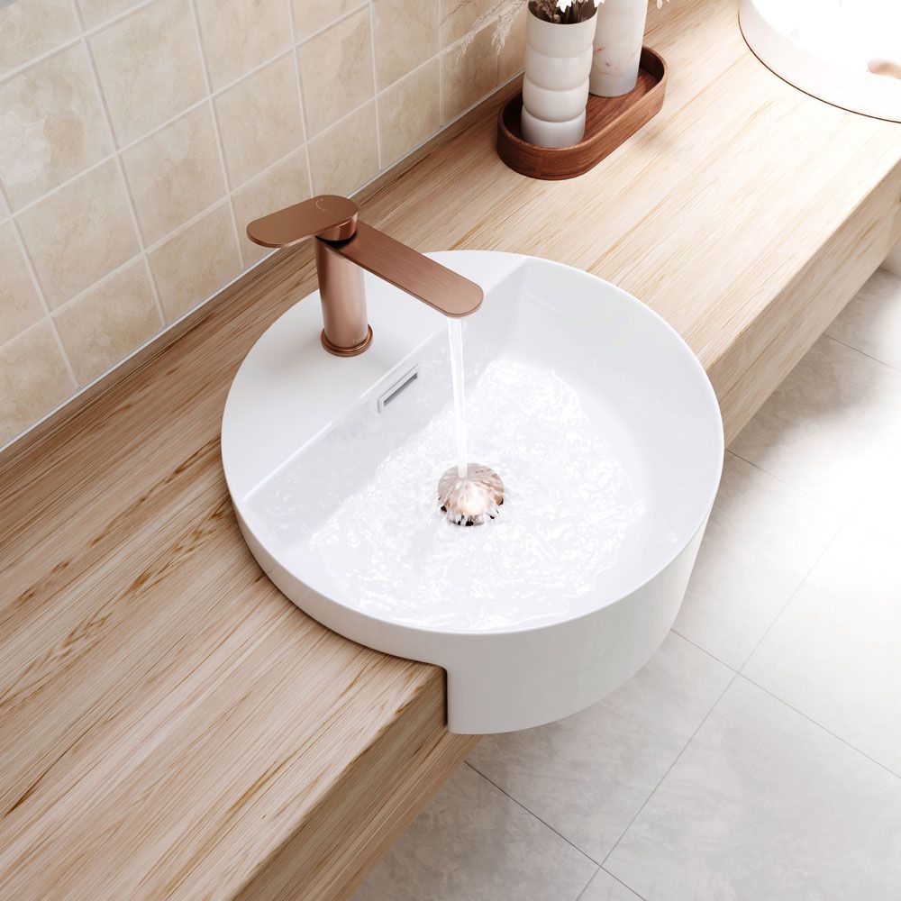 Empire Slim Cold Start Basin Mixer, Brushed Copper