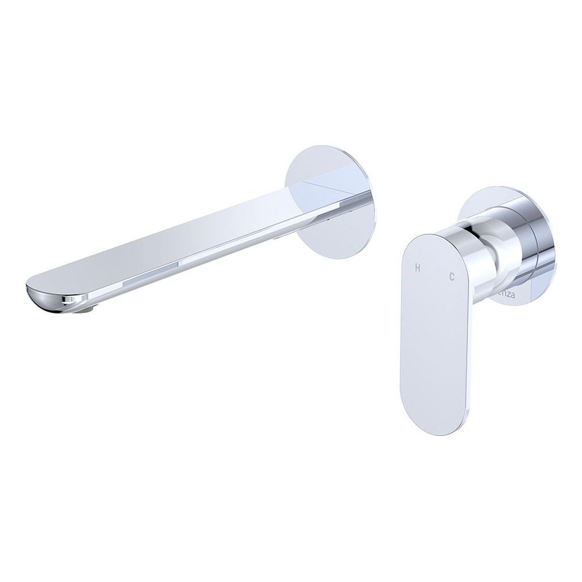 Empire Slim Basin/Bath Wall Mixer Set, Round Plates, 200mm Outlet, Chrome
