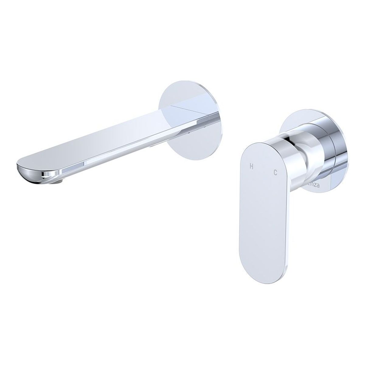 Fienza Empire Slim Basin/Bath Wall Mixer Set Round Plates 160mm Dress Kit, Chrome, Lead Free