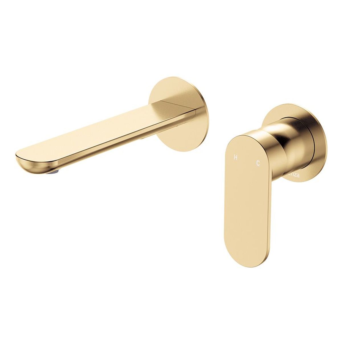 Empire Slim Basin/Bath Wall Mixer Set, Round Plates, 160mm Outlet, Urban Brass