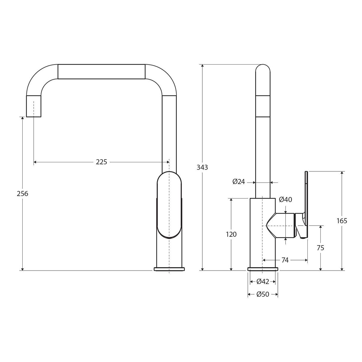 Empire Slim Sink Mixer, Matte Black