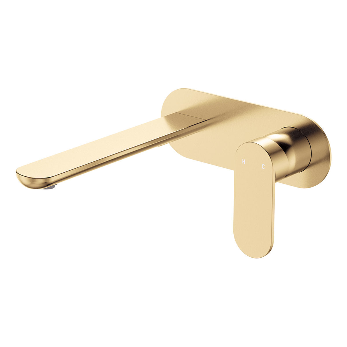 Fienza Empire Slim Basin/Bath Wall Mixer Set, Oval Plate, 200mm Outlet, Urban Brass