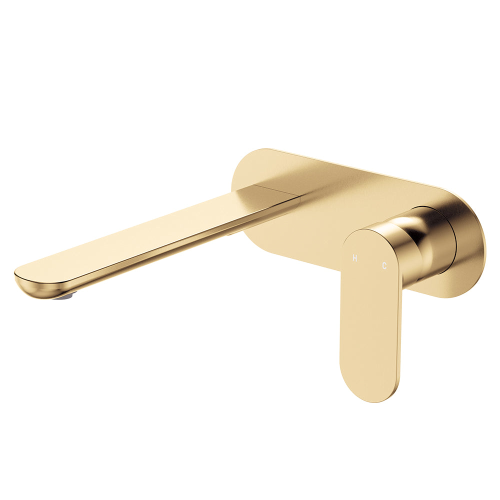 Fienza Empire Slim Basin/Bath Wall Mixer Set Oval Plate 200mm Dress Kit, Urban Brass, Lead Free