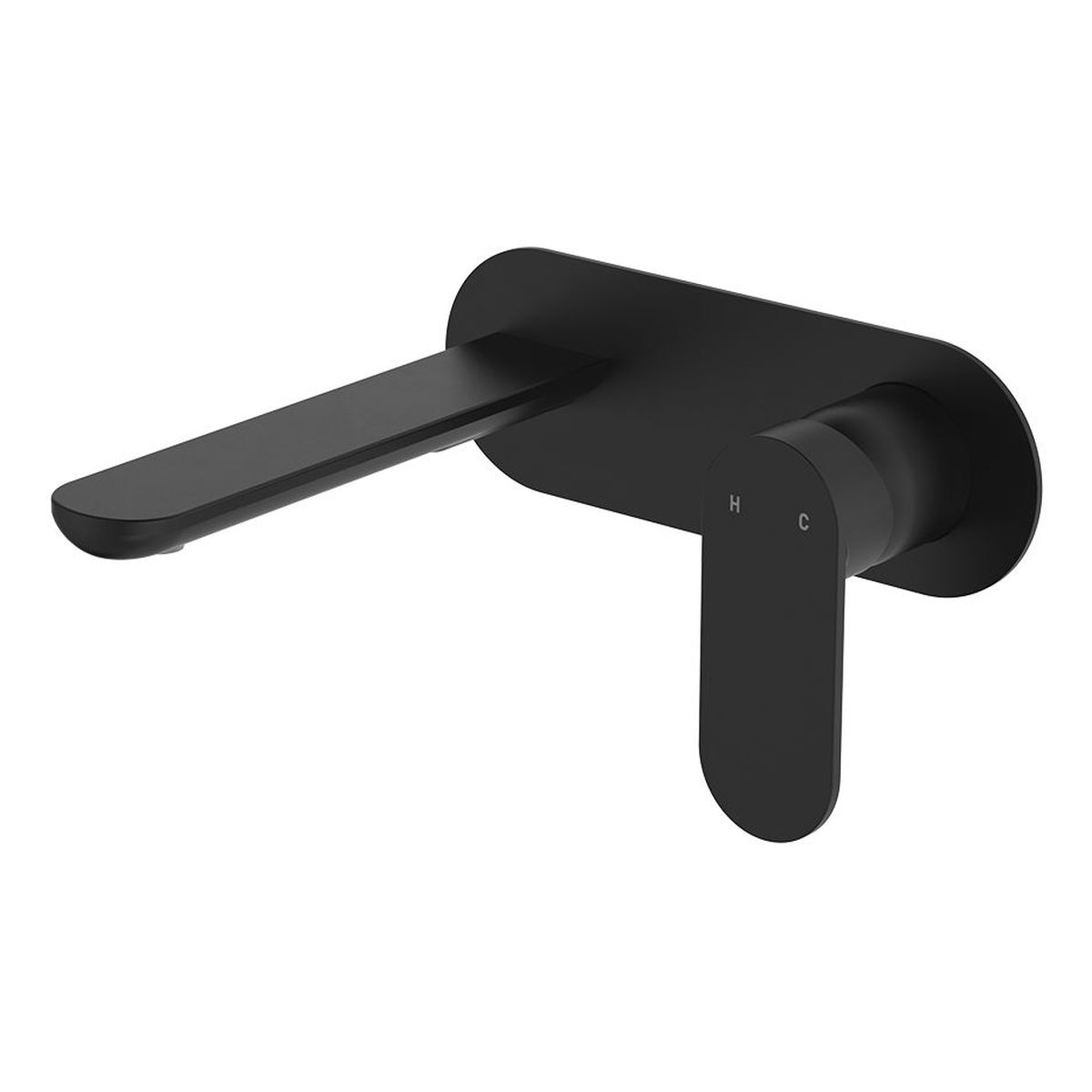Empire Slim Basin/Bath Wall Mixer Set, Oval Plate, 160mm Outlet, Matte Black