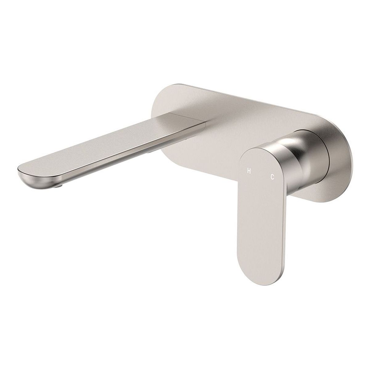Empire Slim Basin/Bath Wall Mixer Set, Oval Plate, 160mm Outlet, Brushed Nickel