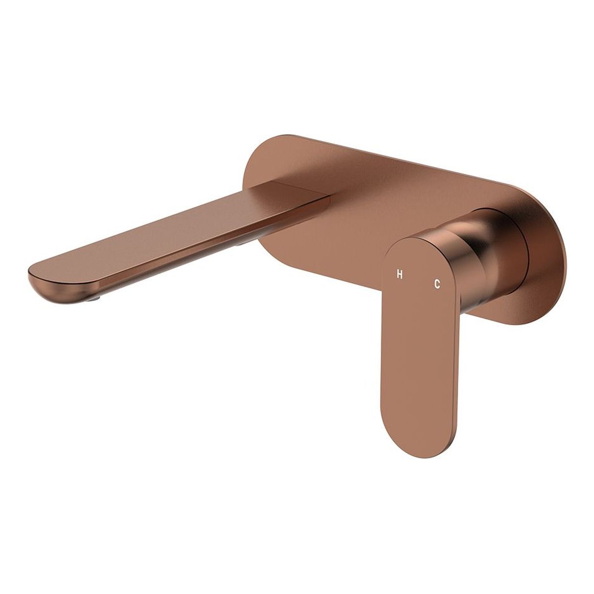 Empire Slim Basin/Bath Wall Mixer Set, Oval Plate, 160mm Outlet, Brushed Copper