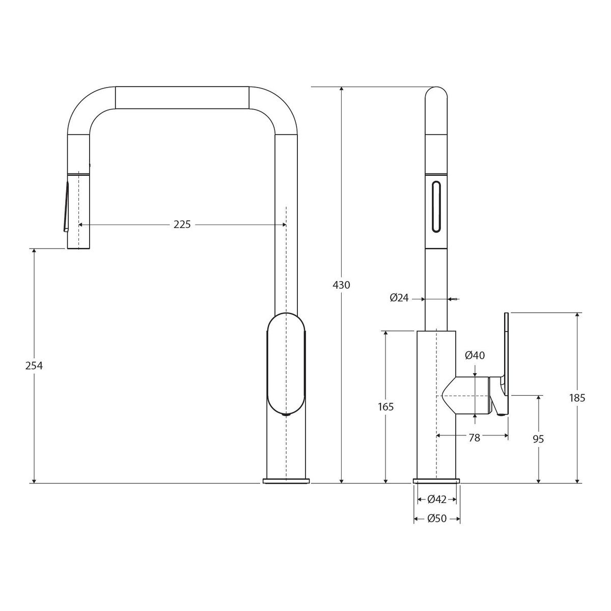 Empire Slim Pull-Out Sink Mixer, Chrome