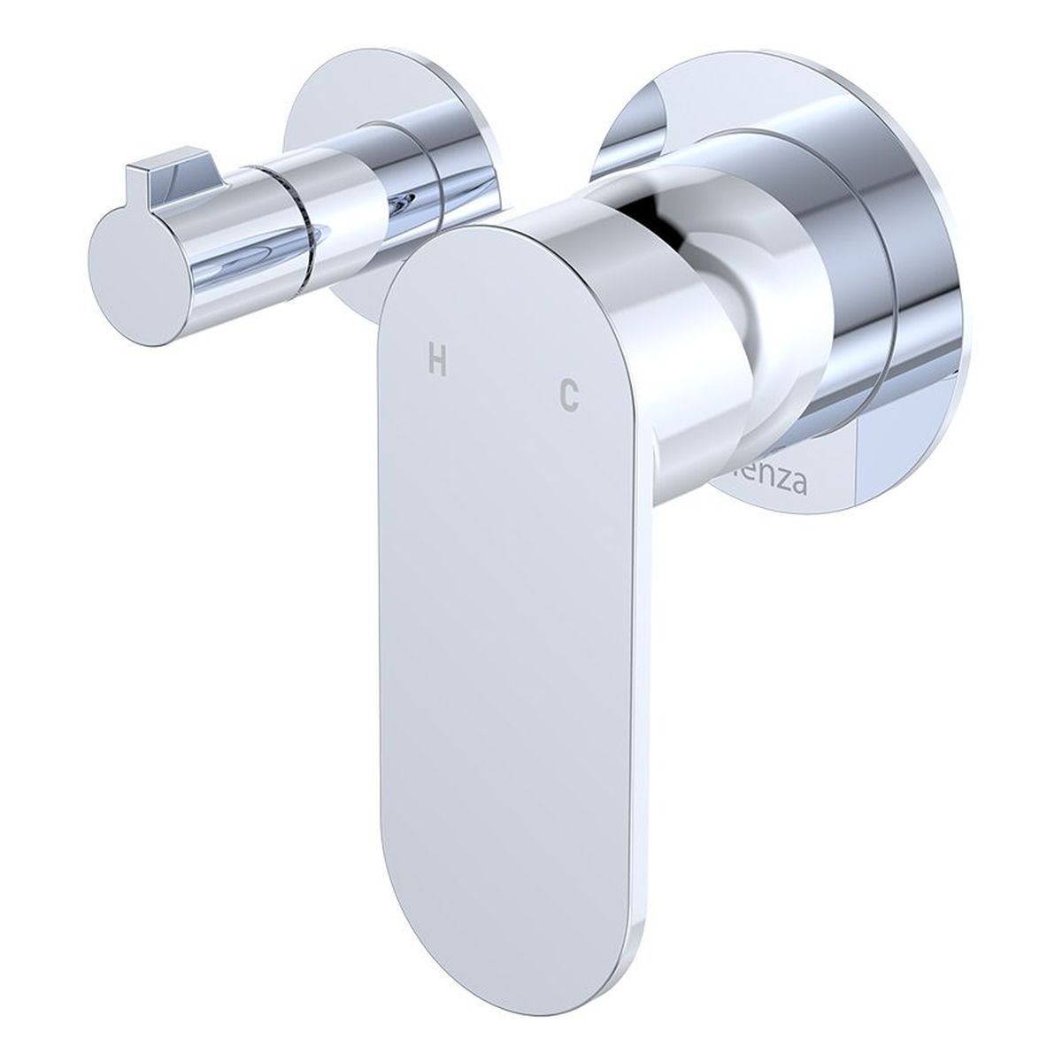 Empire Slim Wall Diverter Mixer, Small Round Plates, Horizontal, Chrome