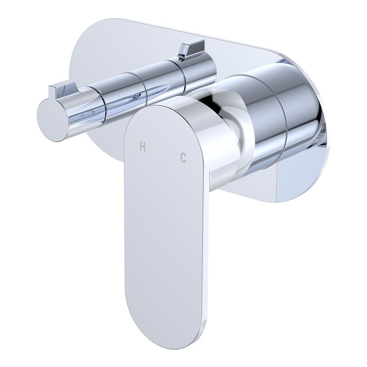 Empire Slim Wall Diverter Mixer, Large Oval Plate, Horizontal, Chrome
