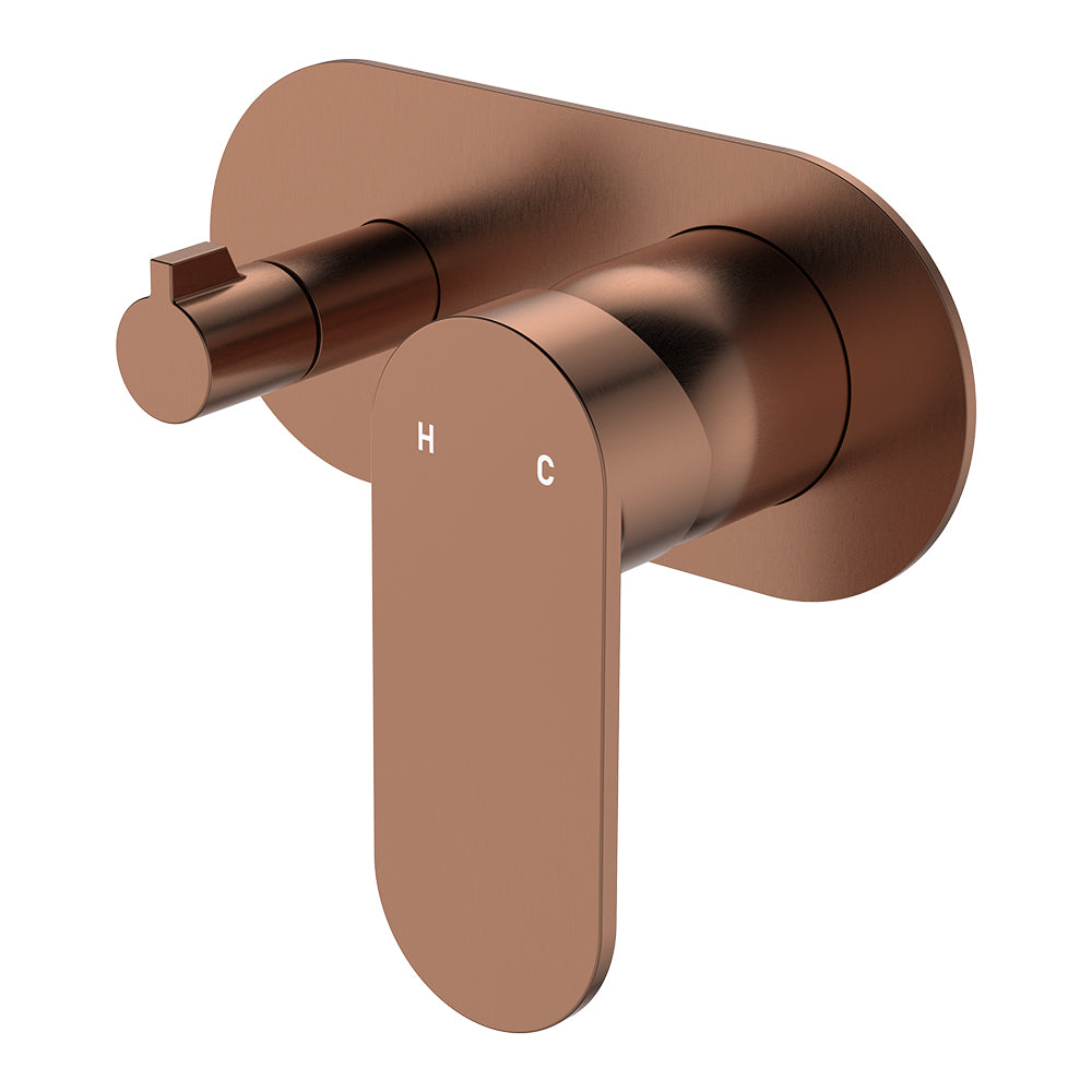 Fienza Empire Slim Wall Diverter Mixer Large Oval Plate Horizontal Dress Kit, Brushed Copper, Lead Free