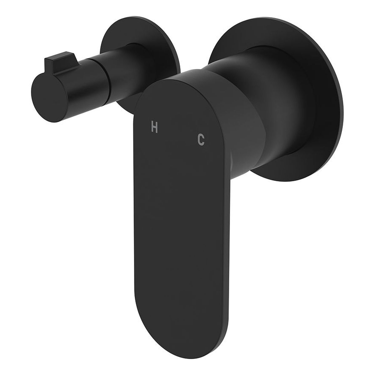 Empire Slim Wall Diverter Mixer, Small Round Plates, Horizontal, Matte Black