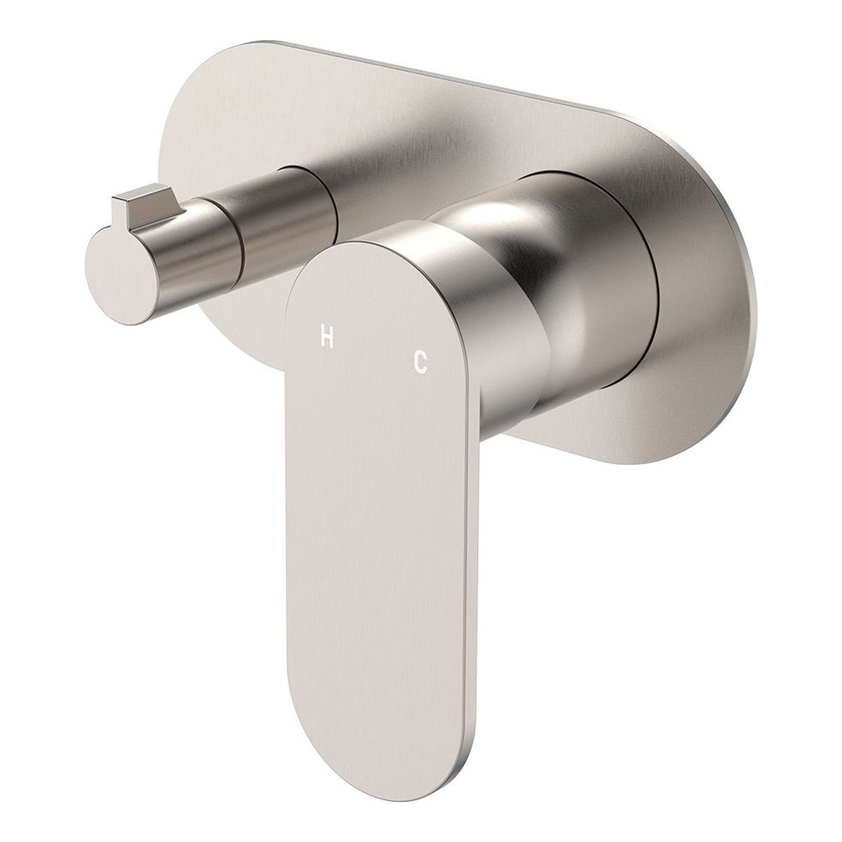 Fienza Empire Slim Wall Diverter Mixer Large Oval Plate Horizontal Dress Kit, Brushed Nickel, Lead Free