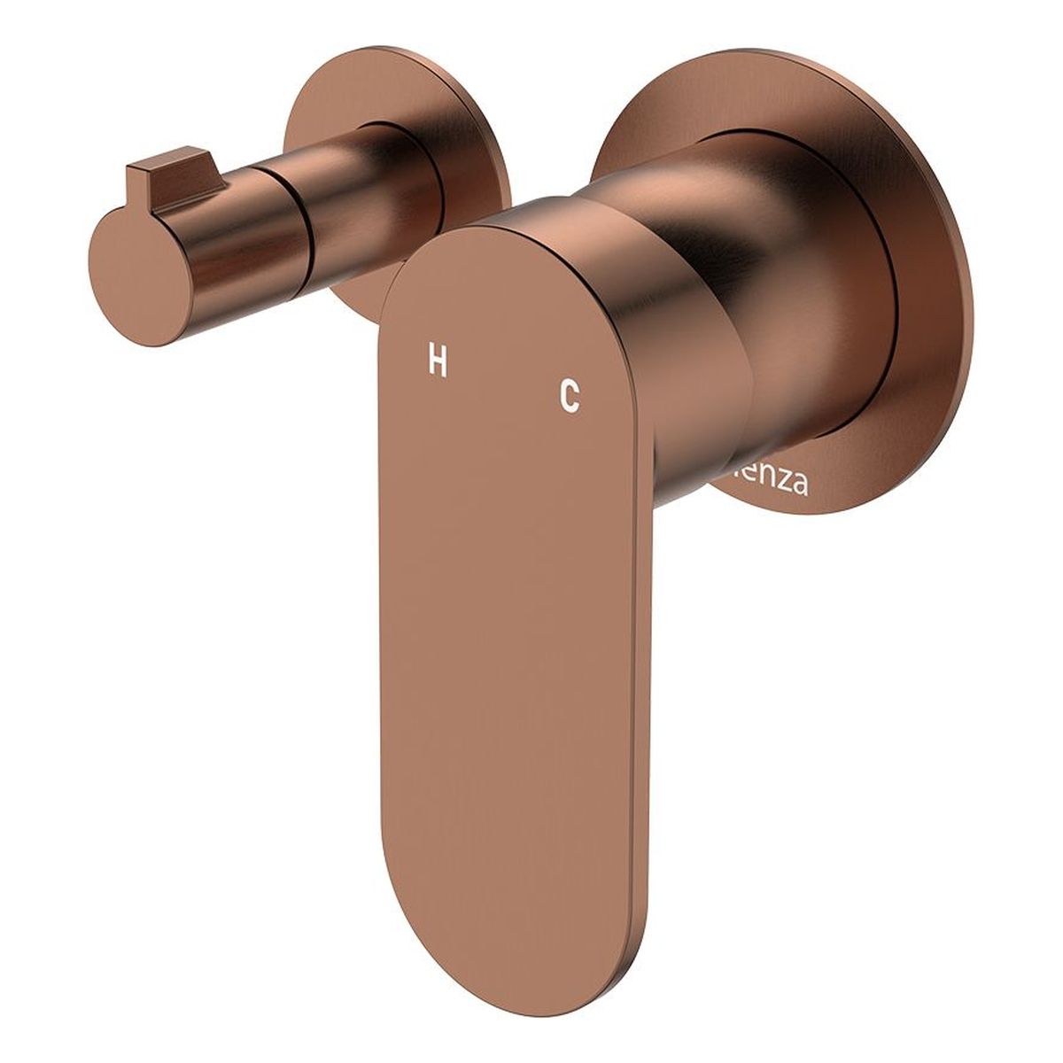 Fienza Empire Slim Wall Diverter Mixer Small Round Plates Horizontal Dress Kit, Brushed Copper, Lead Free