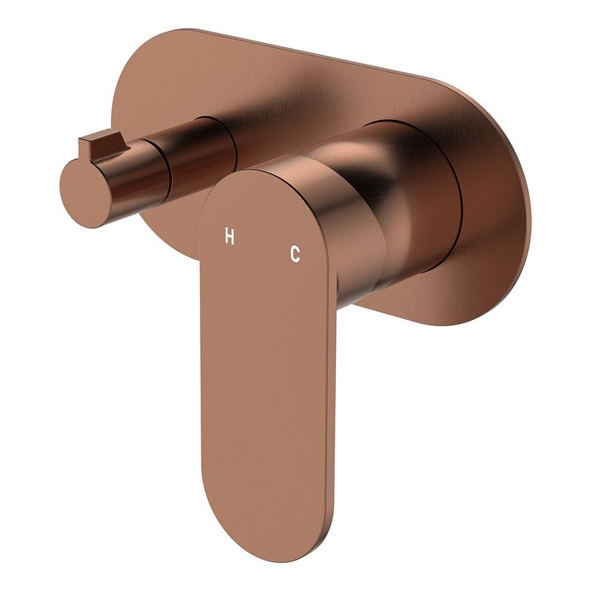 Empire Slim Wall Diverter Mixer, Large Oval Plate, Horizontal, Brushed Copper