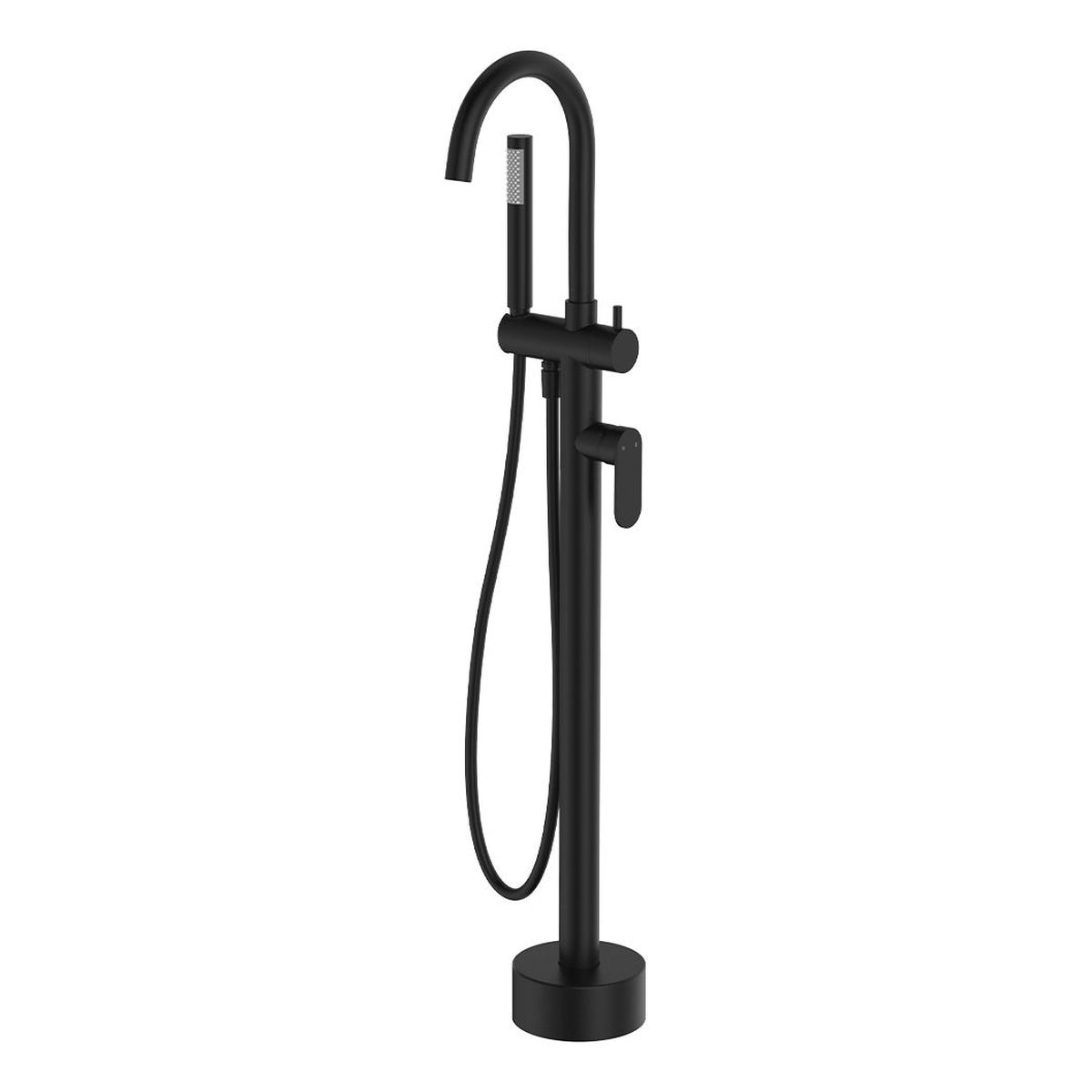 Empire Slim Floor Mounted Bath Mixer with Hand Shower, Matte Black