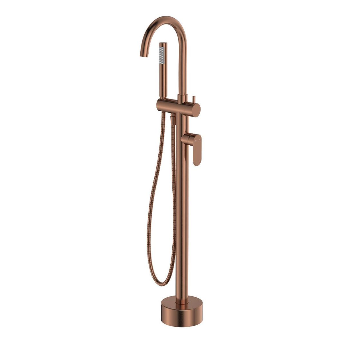 Empire Slim Floor Mounted Bath Mixer with Hand Shower, Brushed Copper