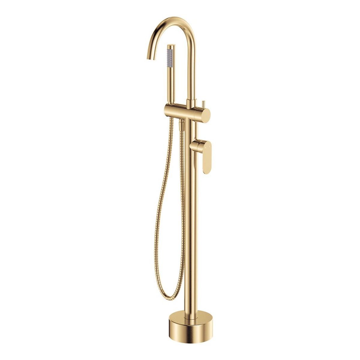 Empire Slim Floor Mounted Bath Mixer with Hand Shower, Urban Brass