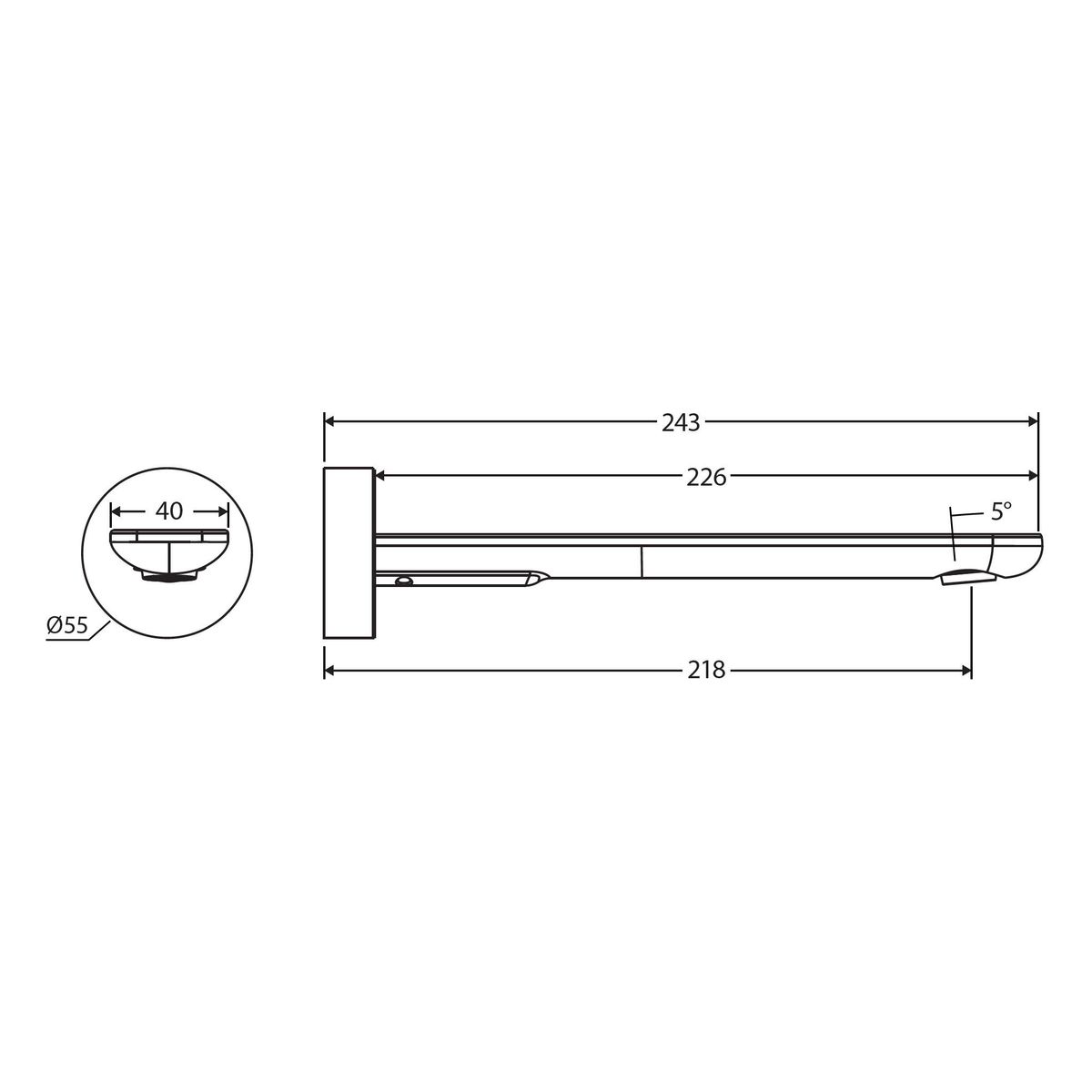 Empire Slim Basin/Bath Outlet, Round Plate, 220mm, Chrome
