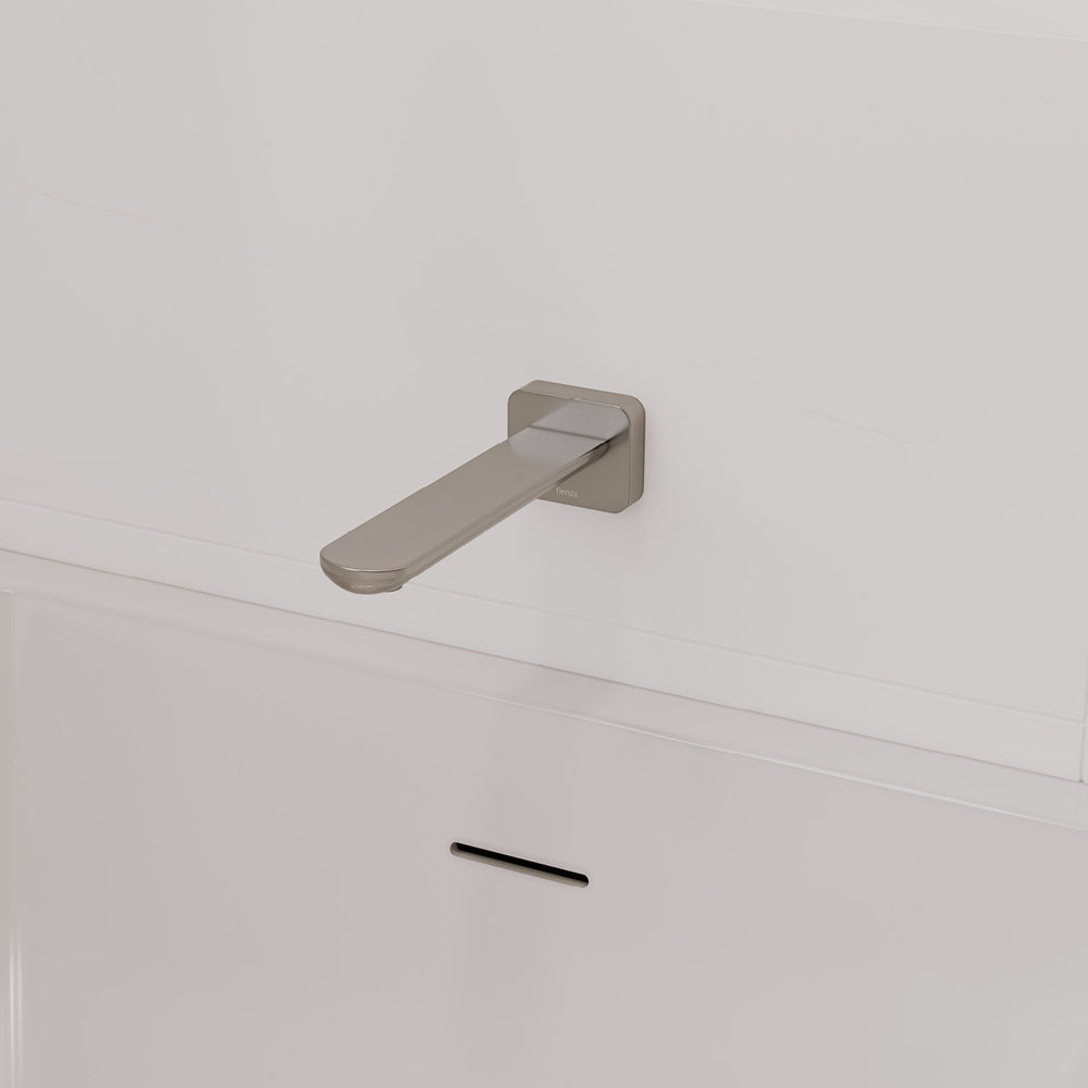 Fienza Empire Slim Basin/Bath Outlet, Square Plate, 220mm, Brushed Nickel
