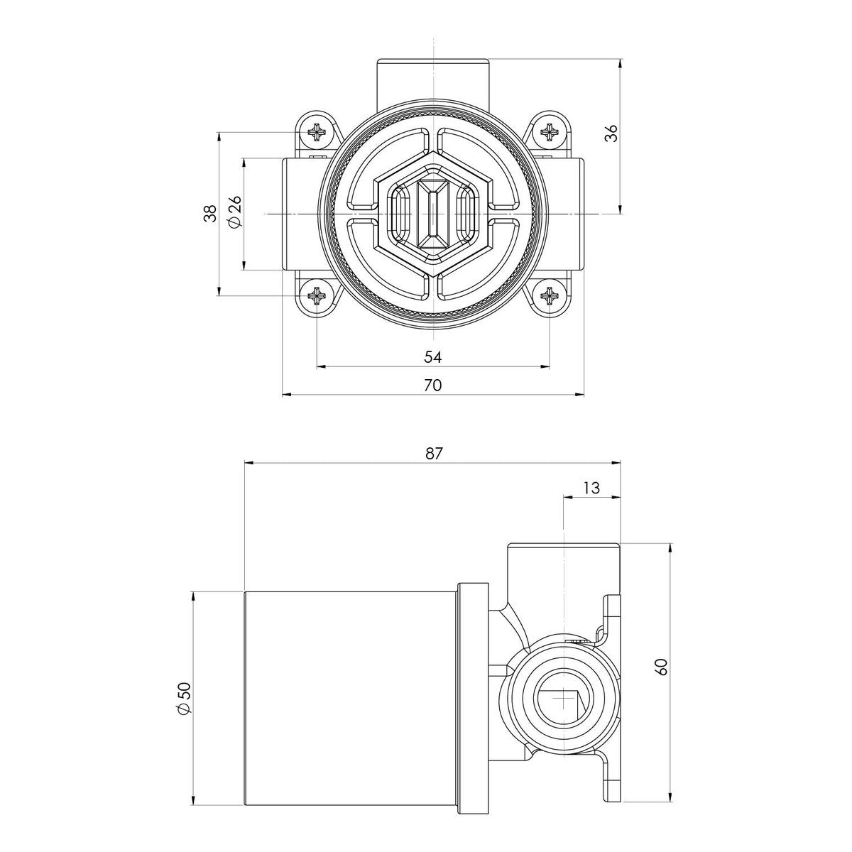Phoenix SwitchMix Shower/Wall Mixer Rough-In Kit, Lead Free, Universal