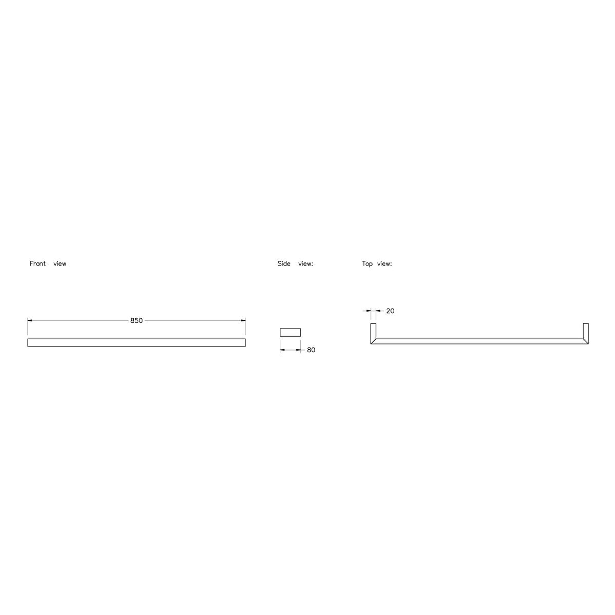 Brodware Sq 75 Solo Heated Rail, 850mm