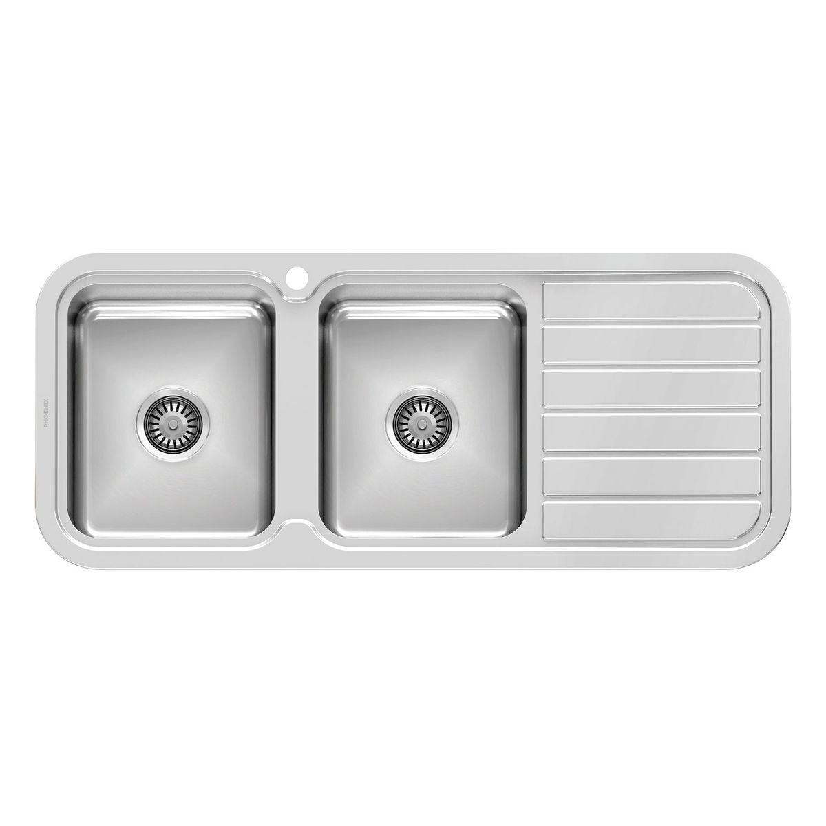 1000 Series Double Left Hand Bowl Sink with Drainer and Taphole