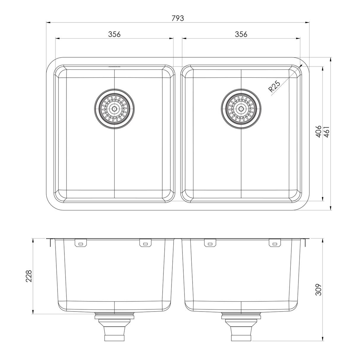 2000 Series Double Bowl Sink