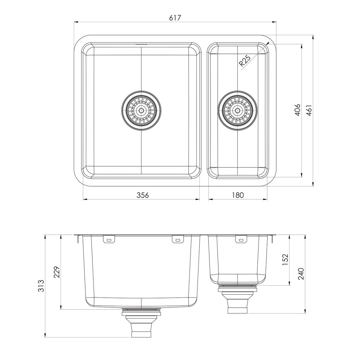 2000 Series 1 and 1/2 Bowl Sink