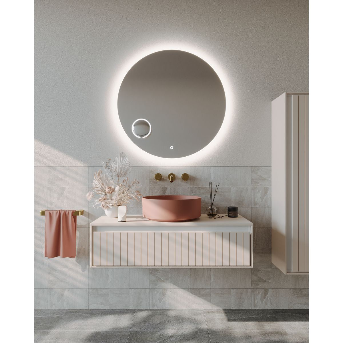 Mirage Portable Magnifier LED Mirror, Matte White