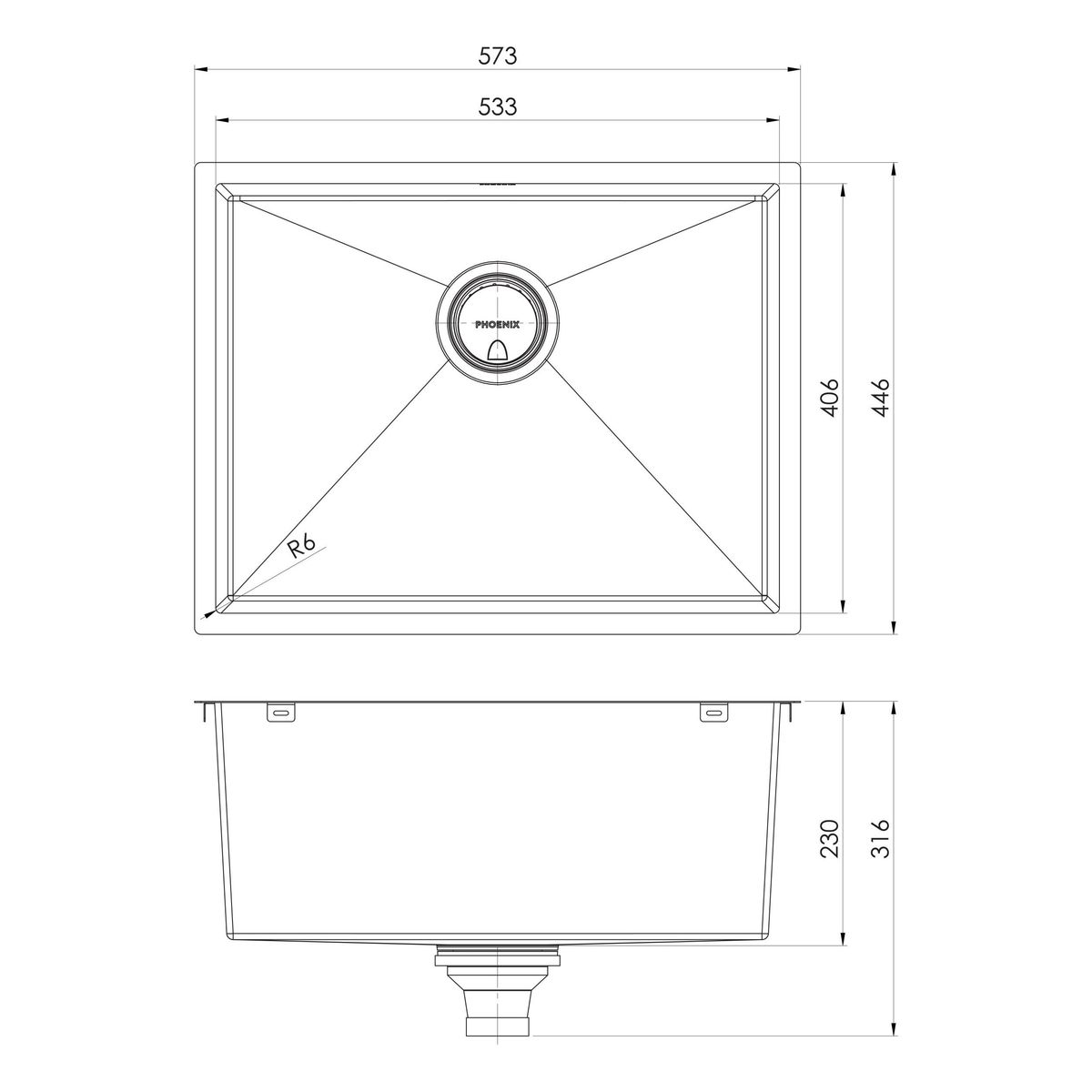 4000 Series Large Single Bowl Sink - Brushed Black