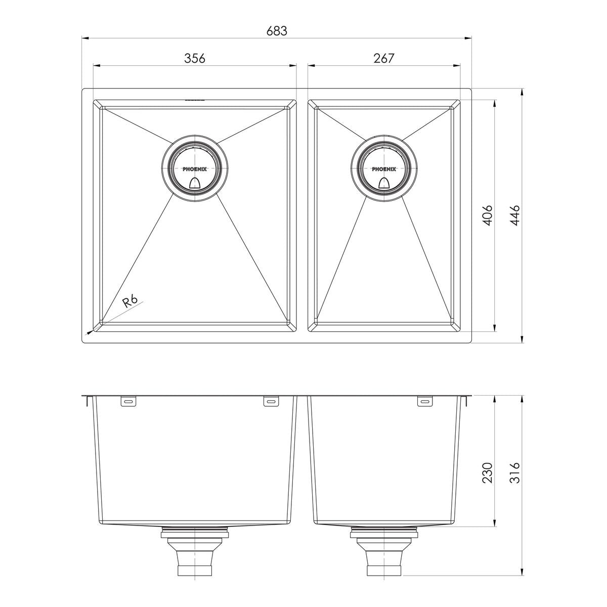 4000 Series 1 and 3/4 Left Hand Bowl Sink - Stainless Steel