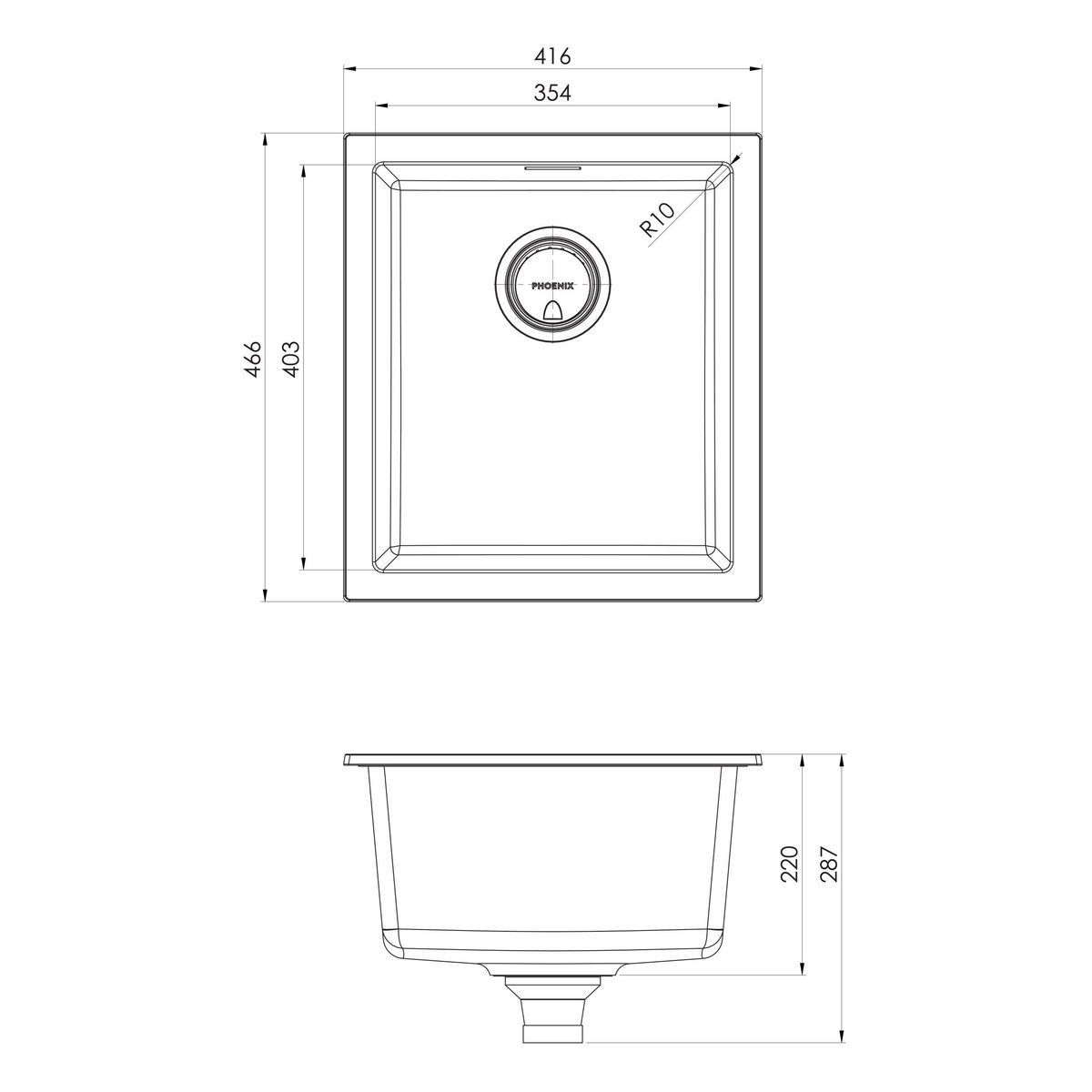 5000 Series Single Bowl Sink - Matte Black