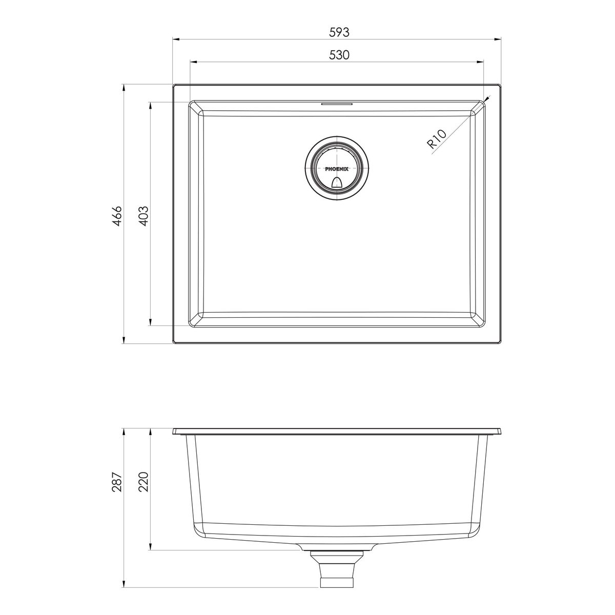 5000 Series Large Single Bowl Sink - Matte White
