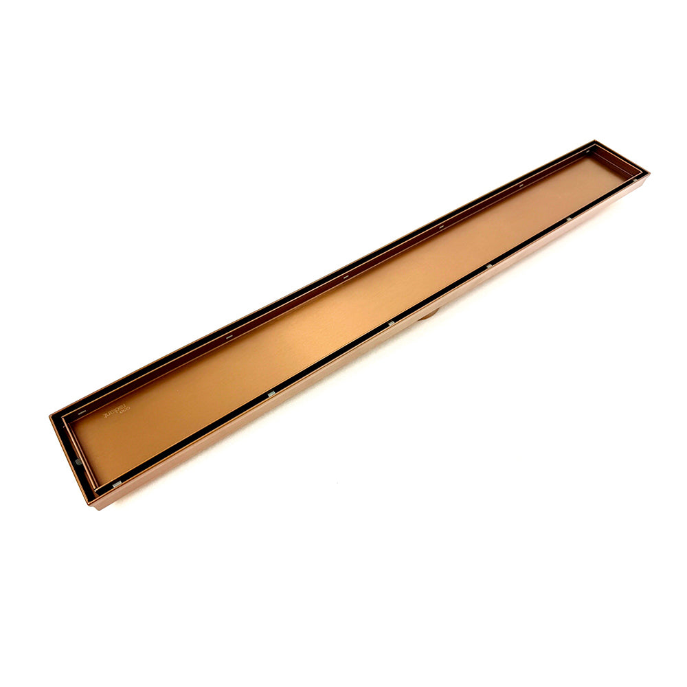 Radiant Linear Tile Insert Floor Grate Brushed Bronze 100mm x 900mm (74mm Outlet)
